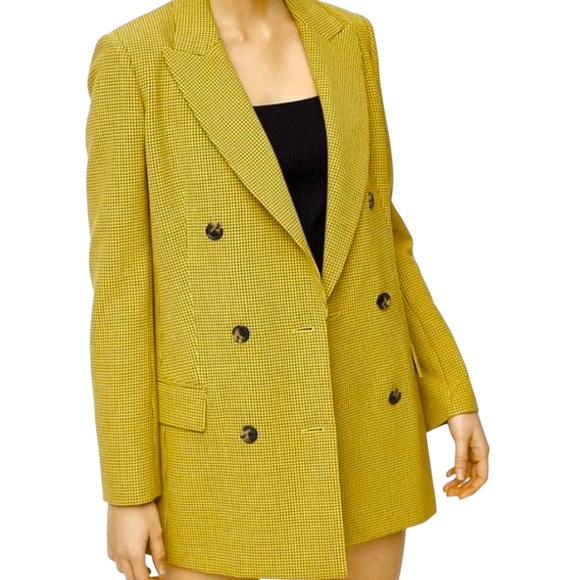 Wilfred (Aritizia) | Margaux Blazer | 00 | Yellow Check Pattern | Double Breast - Picture 15 of 15